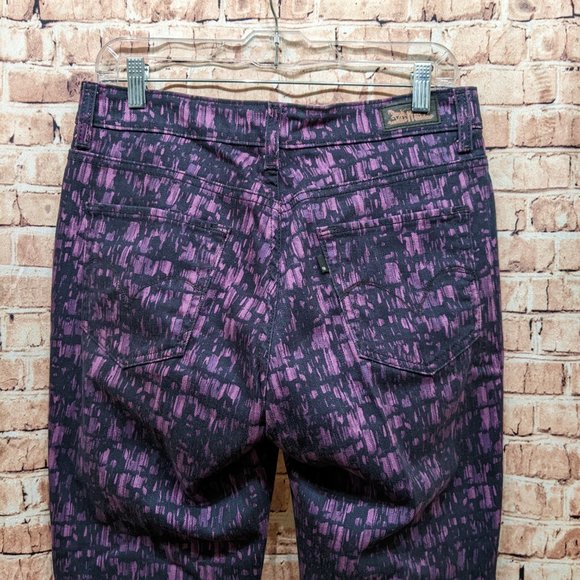 Levi's Jeans Mid Rise Skinny Purple and Blue Abstract Size 12M W31 L32 - Picture 7 of 16